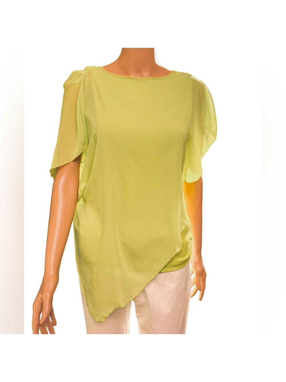 By Chocolate Lime Colored Cotton Blend Blouse Small